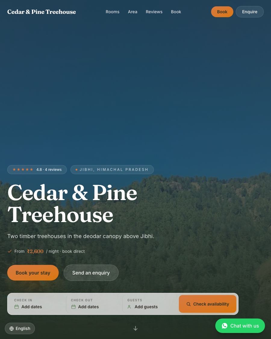 The Timber template, shown on a live StayCraft homestay site